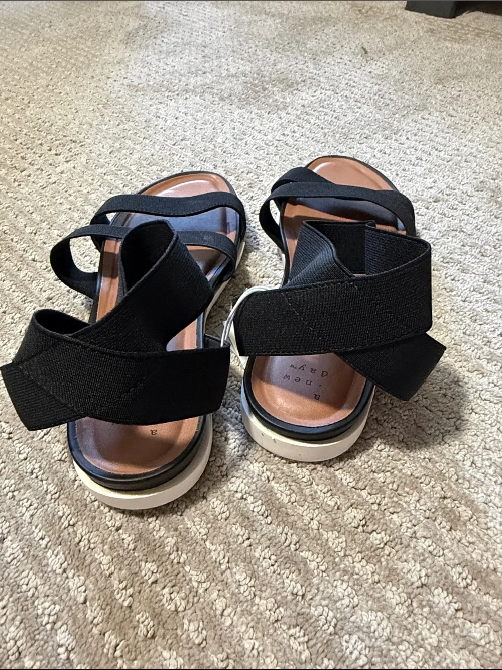a new day Black Elastic Strap Two-Band Women’s Sandals